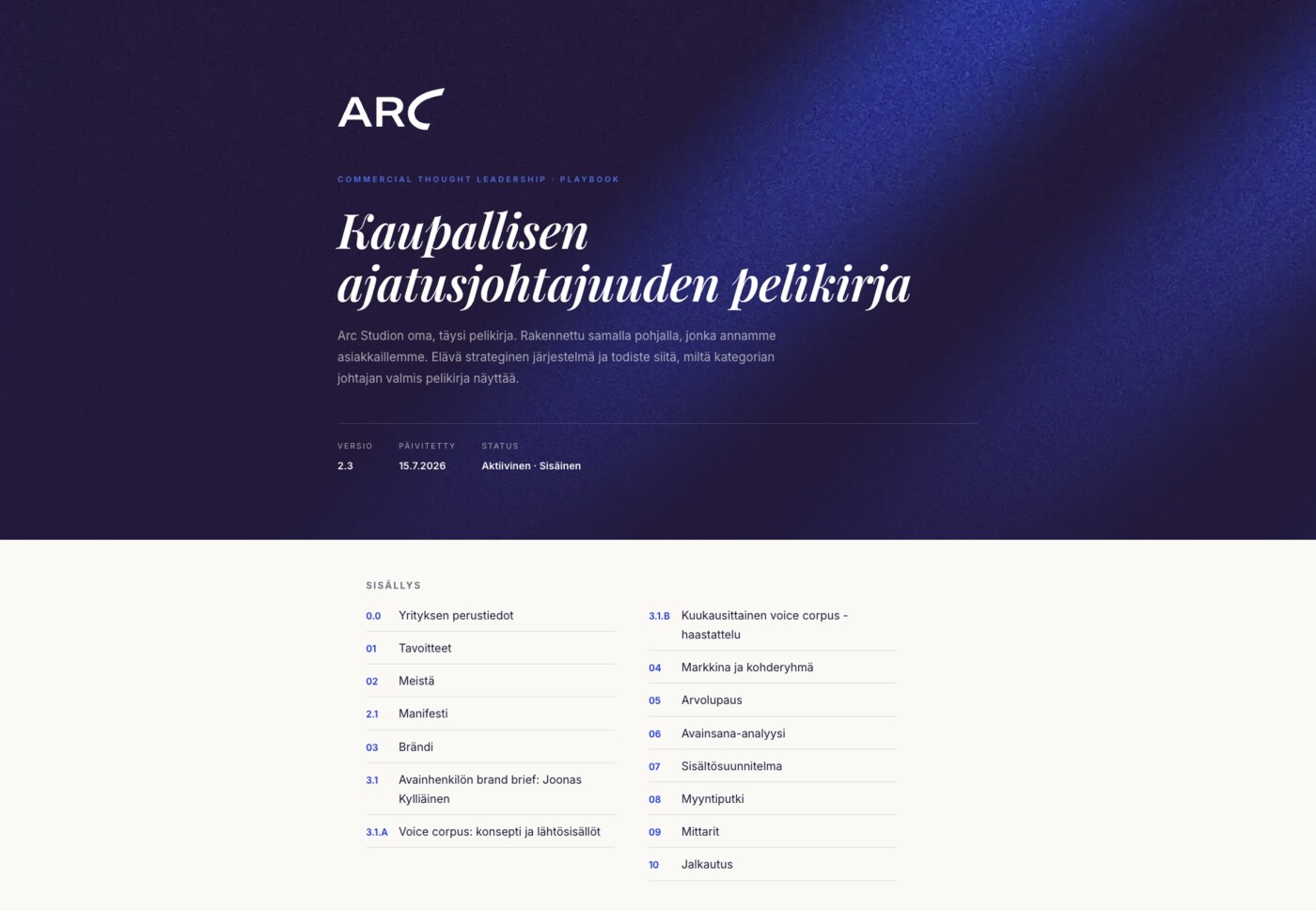 Arc Studio, kaupallisen ajatusjohtajuuden pelikirja